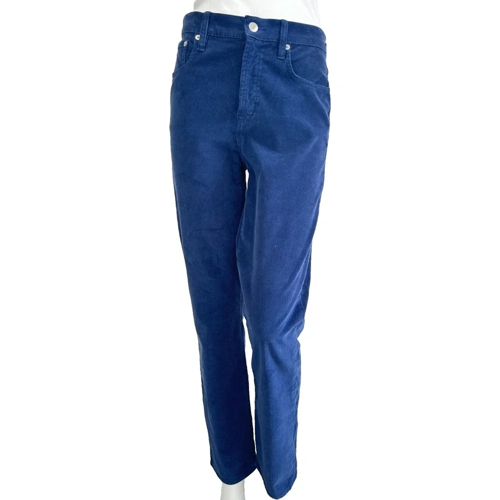 J Crew Re-Imagined Corduroy Pants Slim Straight Stretch Blue Size 29 T 8 EUC